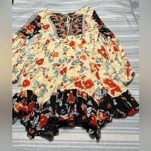 Patrons of Peace cream and black floral boho vibe dress.